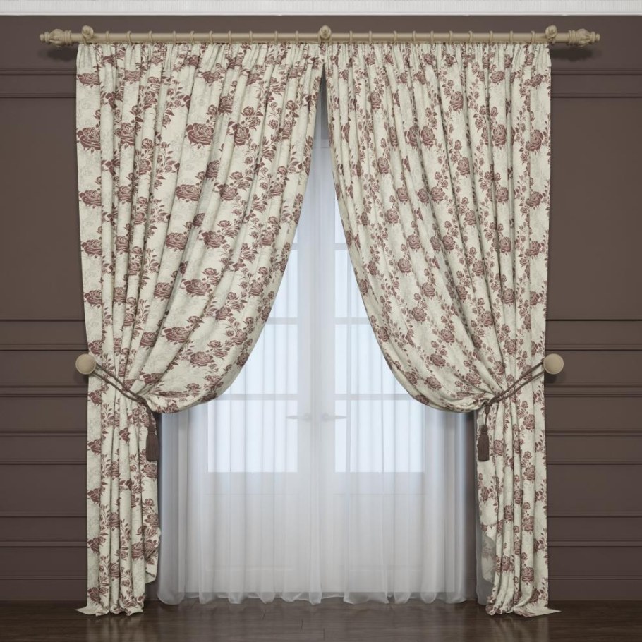 Фотошторы сирень Констанция на ленте 260 см