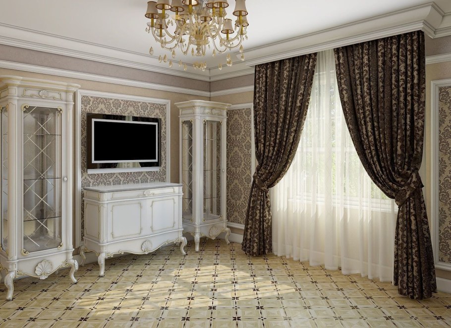 Шторы гостиная классика