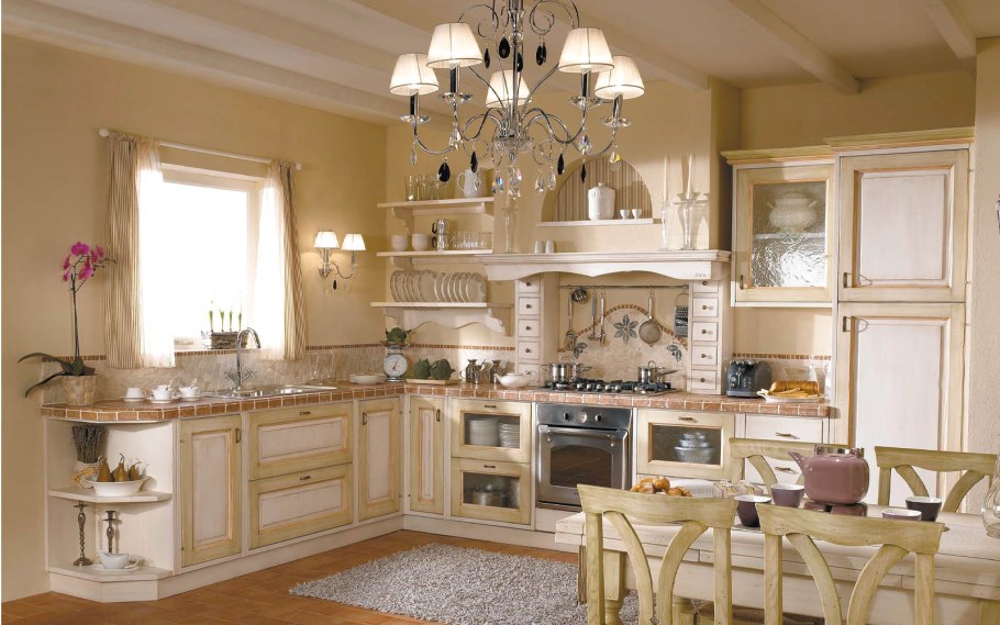 Классическая кухня в стиле потертого шика