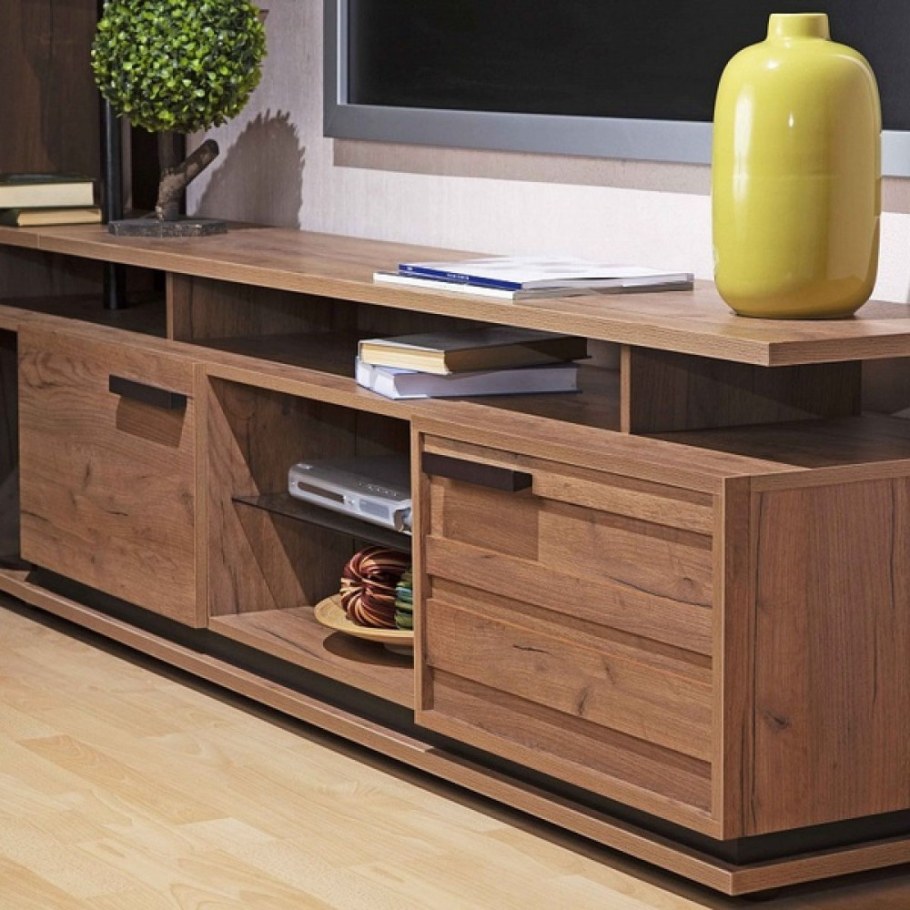 Nature 3 (гостиная) тумба ТВ , дуб табачный Craft-черный