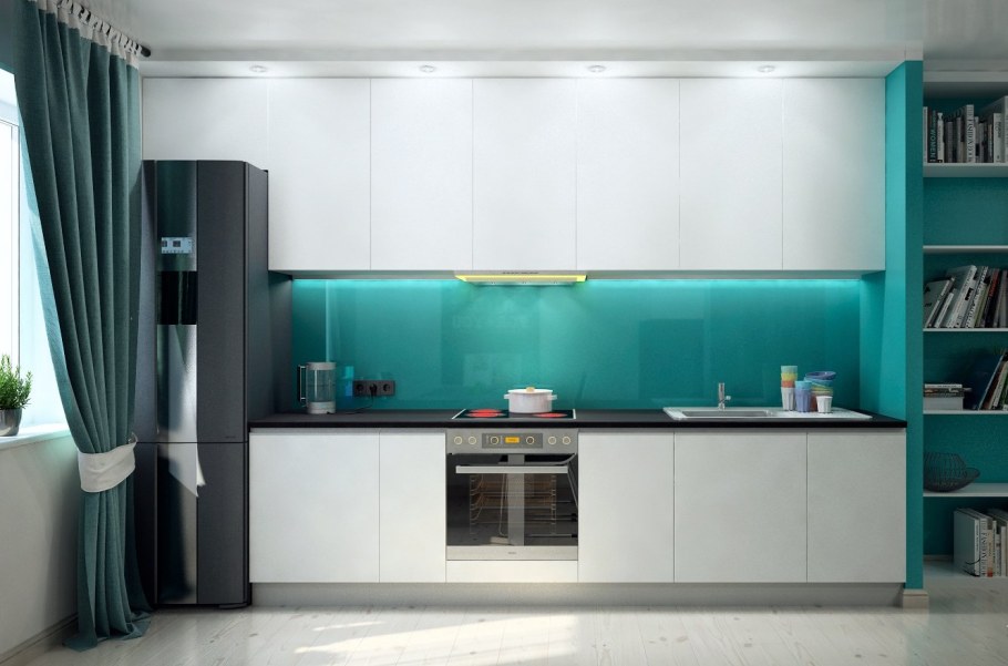 Кухня цвета морской волны