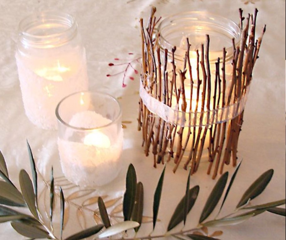 Декор банки ветками