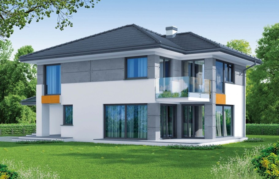 Двухцветный фасад двухэтажного дома