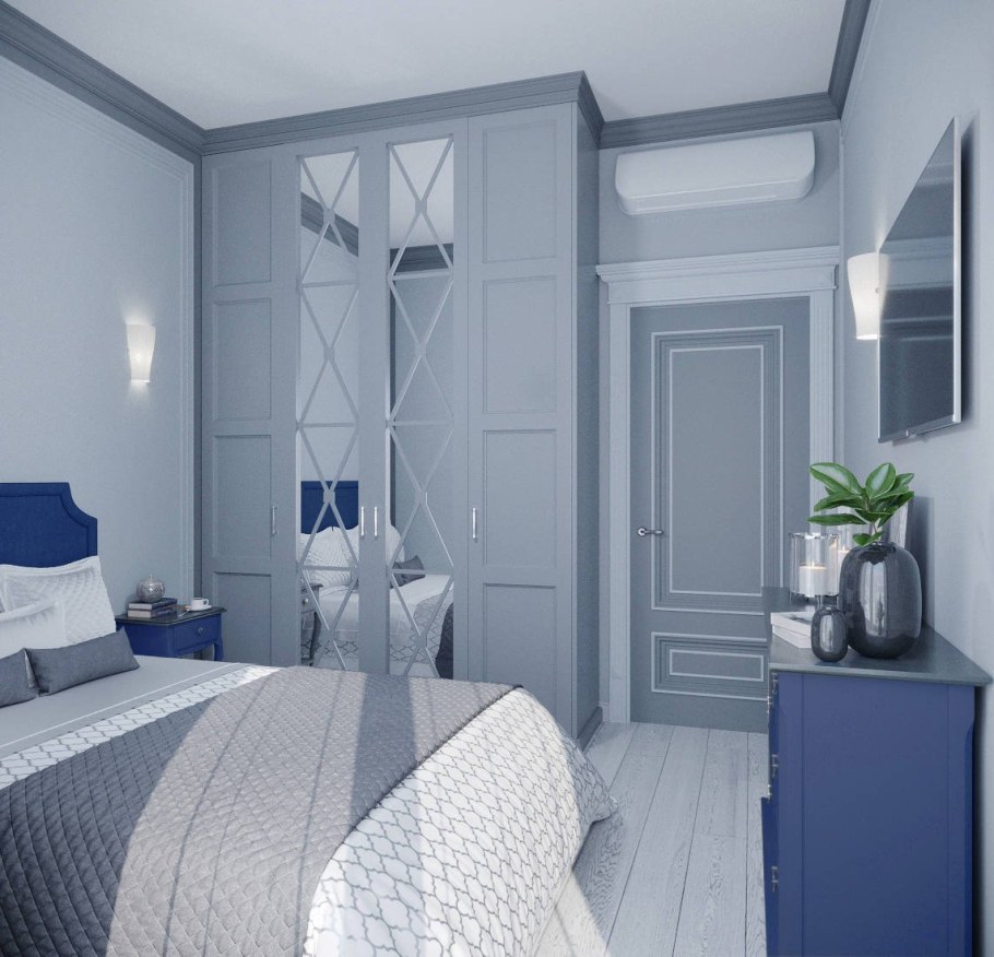 Спальня в холодных оттенках