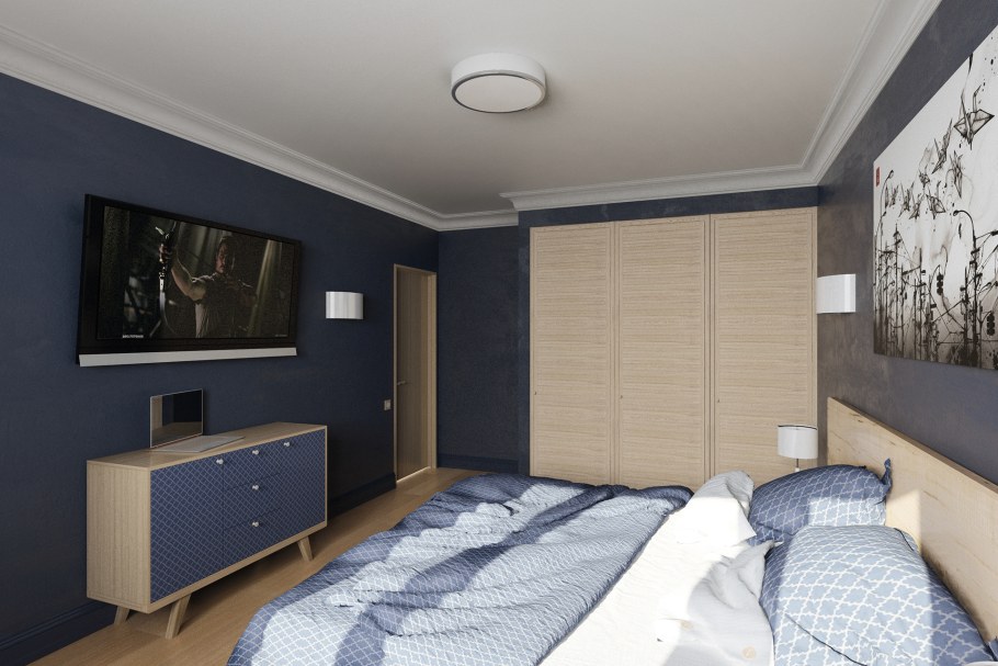 Синяя спальня 12 кв