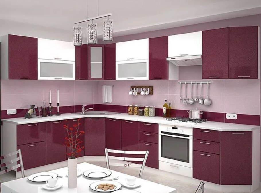 Кухня Валерия Сурская мебель модули бордовая
