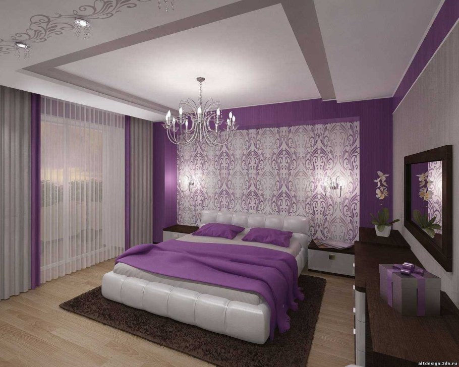 Спальня в сиреневом цвете