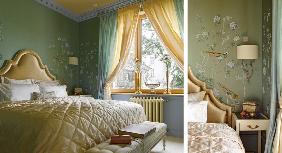Желто зеленая спальня