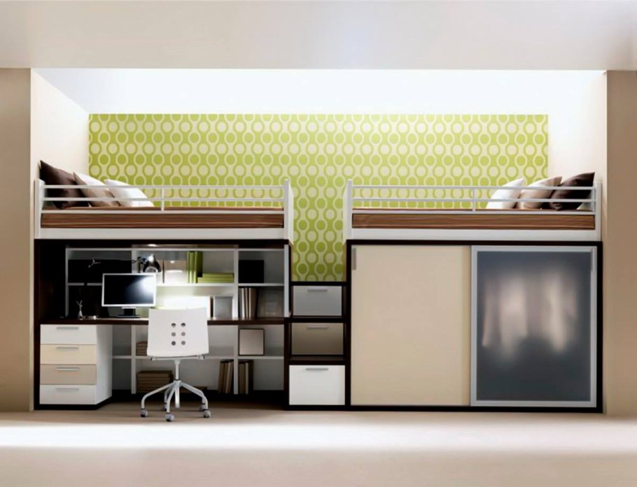 Кровать со шкафом внизу