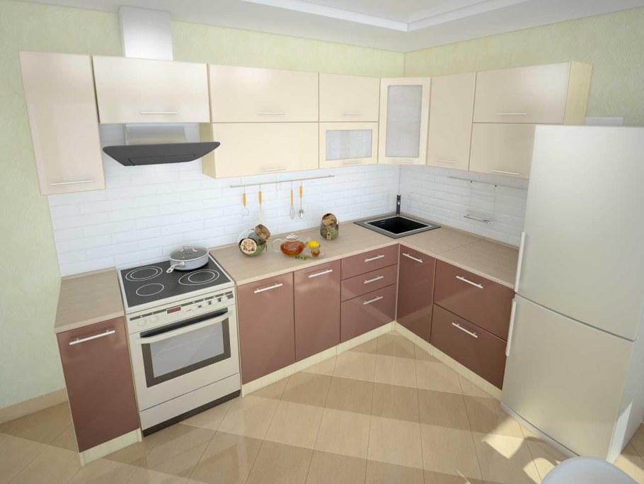 Кухня бежевый верх