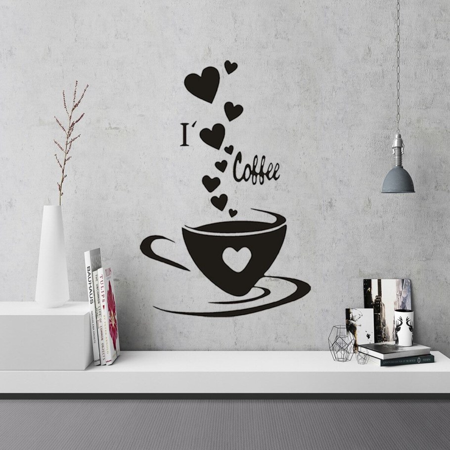 Наклейка интерьерная белая кофе