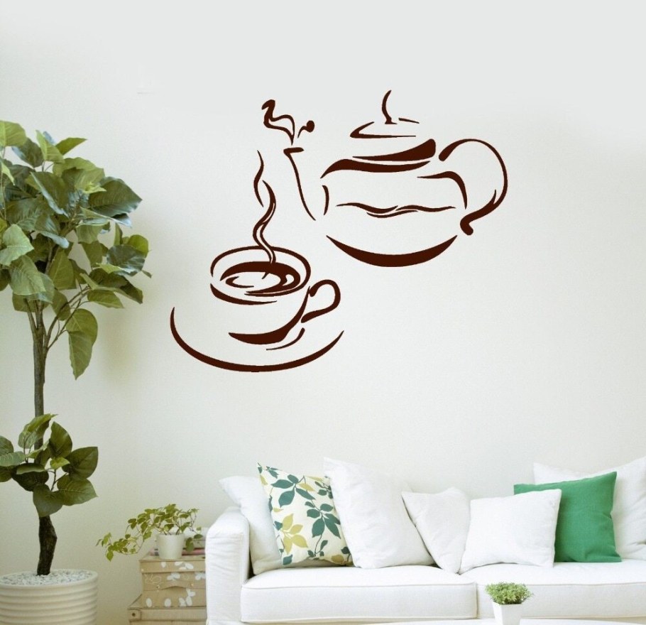Трафарет чашка кофе на стену