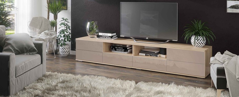 ТВ-тумба Ким белый глянец / сонома