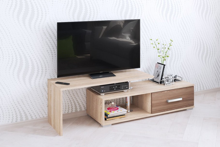 Навесная тумба под ТВ МДФ ясень шимо