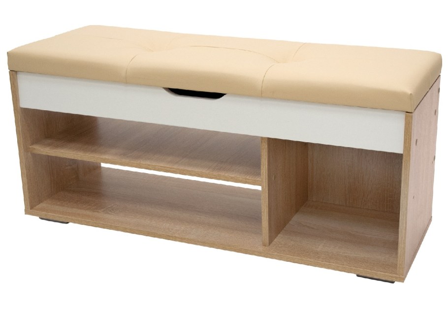 2- Банкетка «ЭВА» БК-001 дуб сонома/белый-бежевый