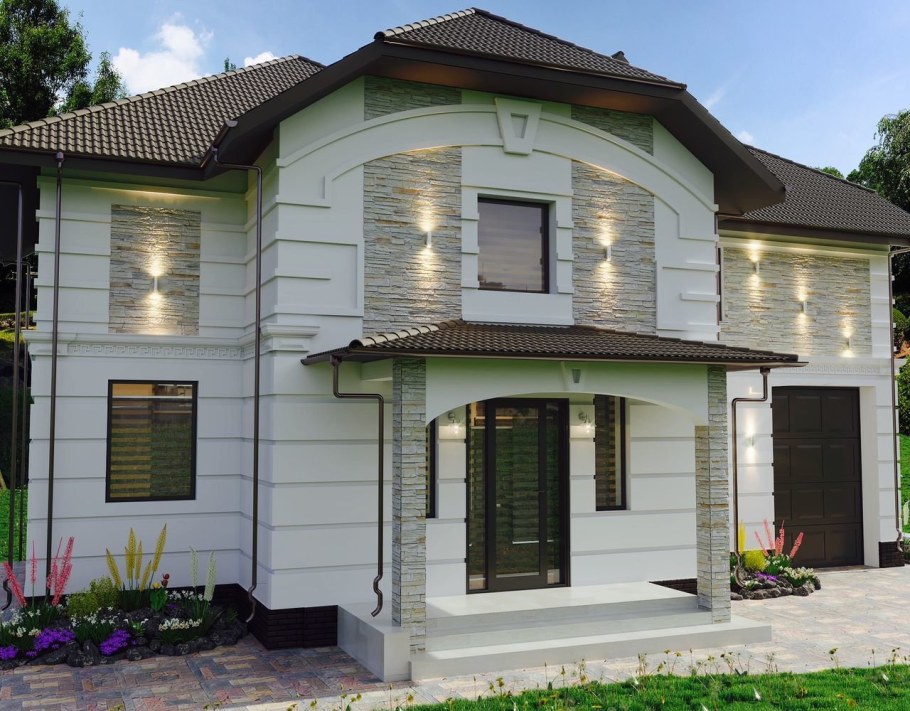 Комбинированная отделка фасадов домов