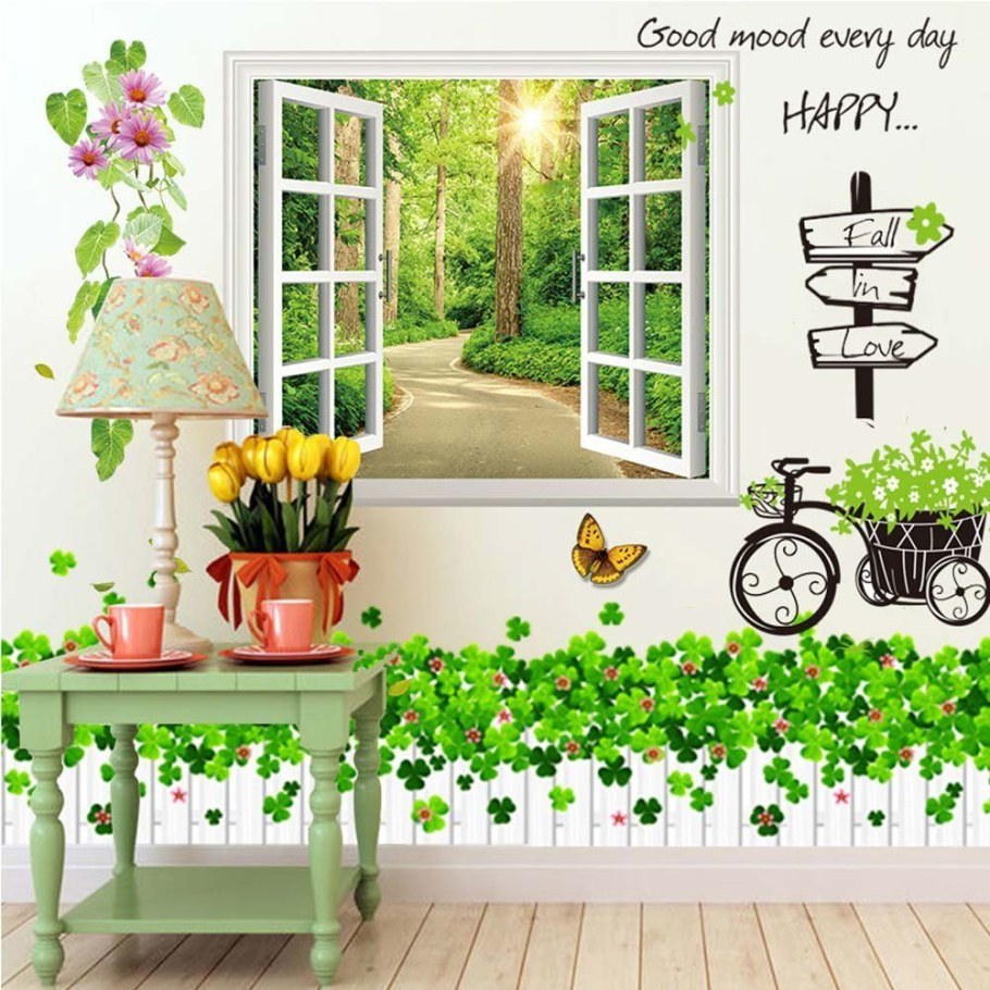 Декоративная наклейка на стену окно