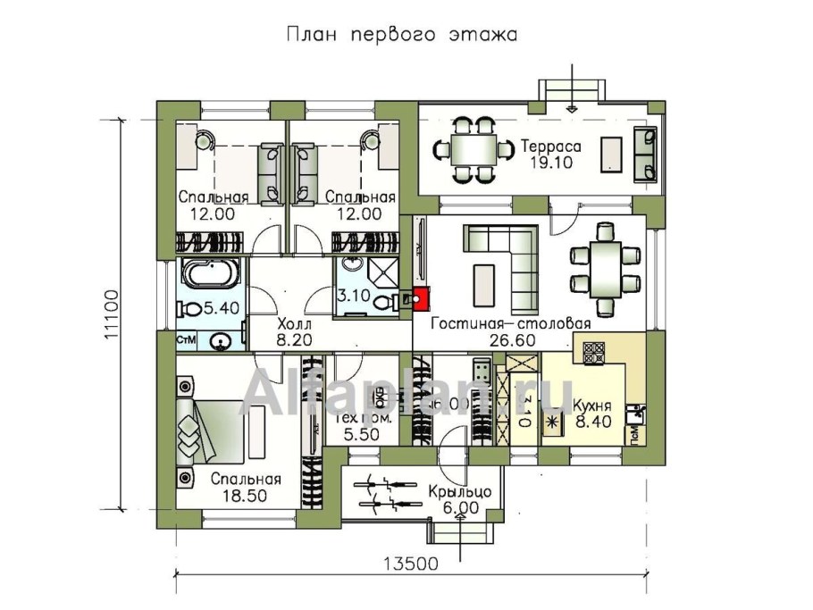 Планировка дома 120м одноэтажный