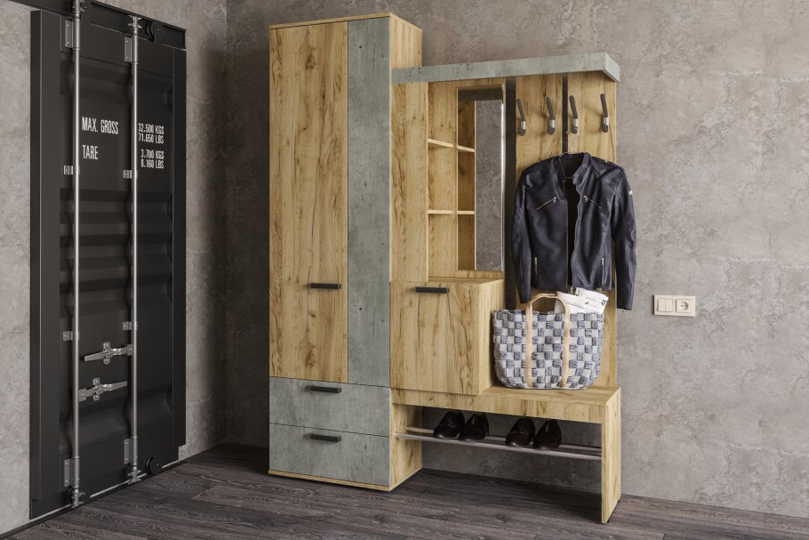 Прихожая Трамп крафт/Метрополитан грей БТС