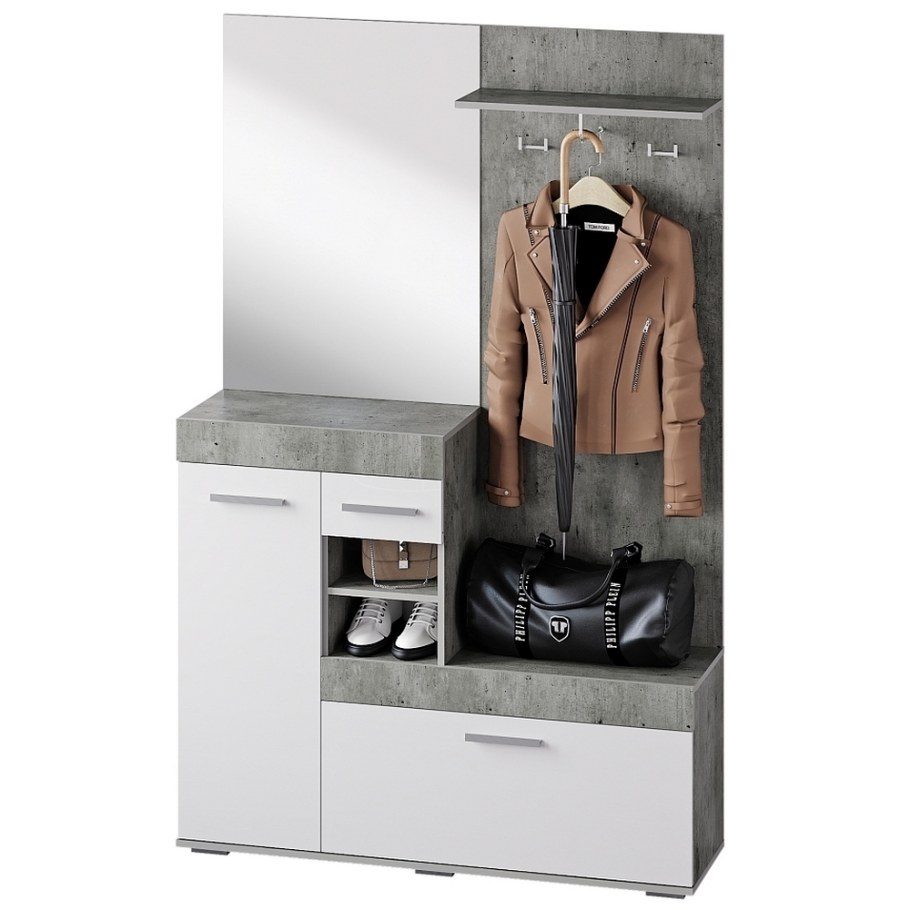 Прихожая Инстайл Метрополитан грей/белый глянец