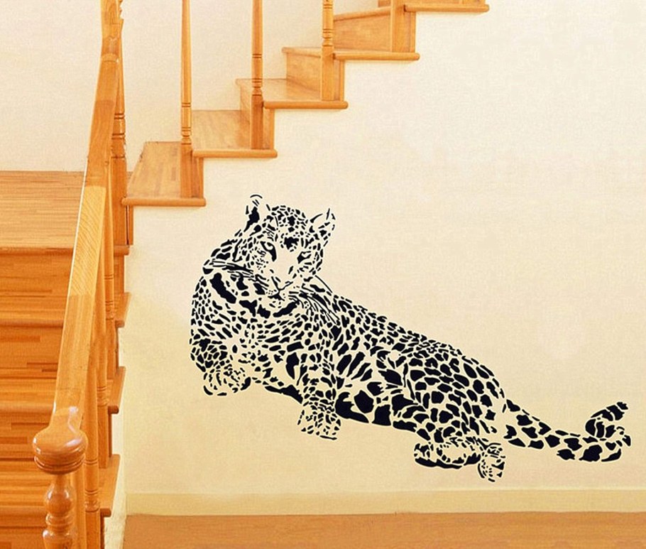 Наклейки декор на стену леопард