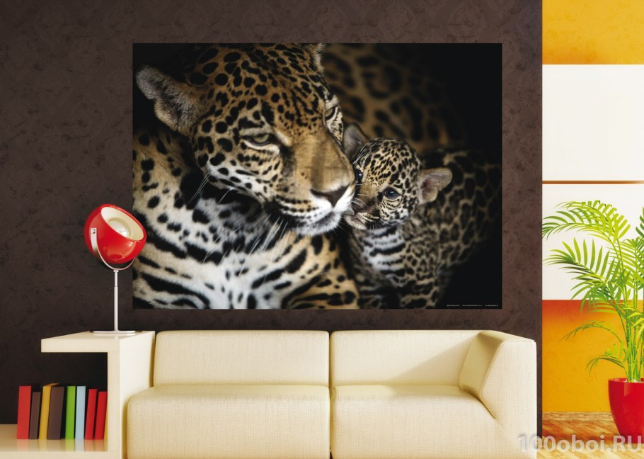 Фотообои леопард в интерьере