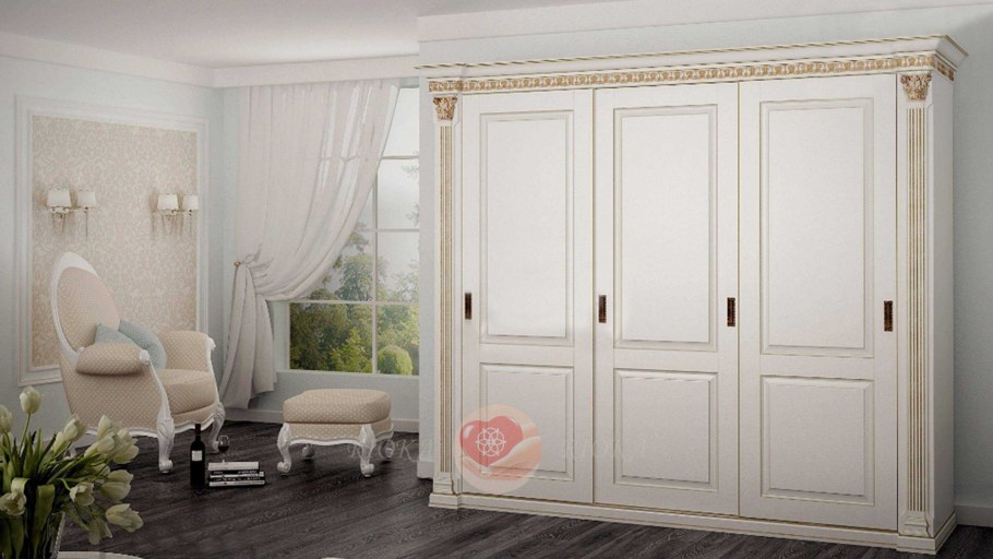 Шкаф купе классика шестидверные патина