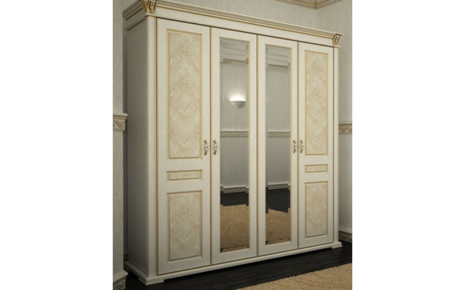 Шкаф Элегия из МДФ патина с золотом Браво мебель