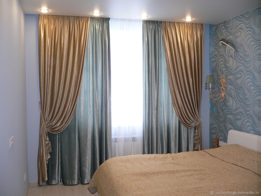 Двойные портьеры для спальни