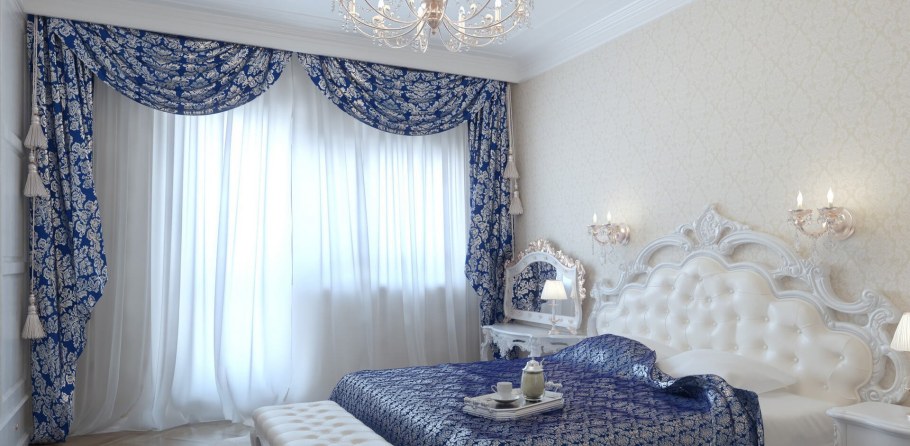 Шторы с вензелями в интерьере