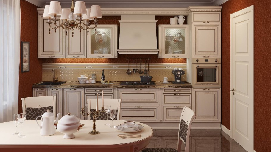 Кухни классика светлые прямые