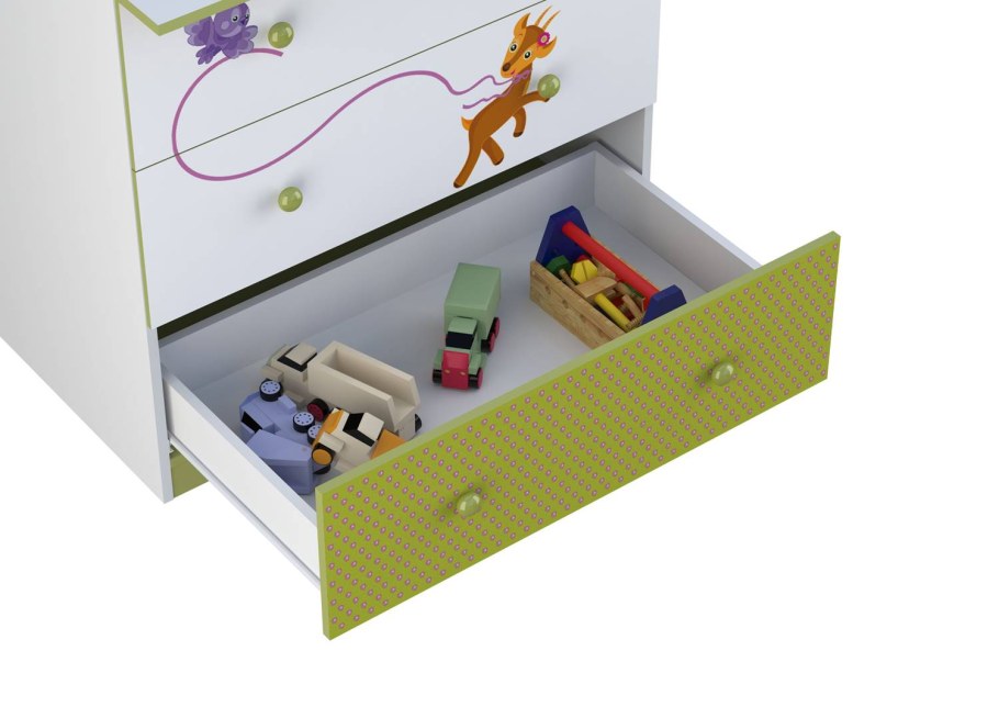 Комод Polini Kids Basic Elly белый-зеленый