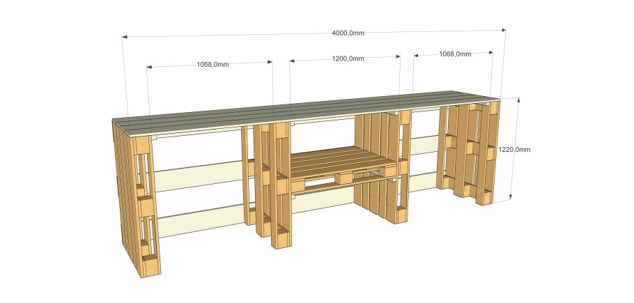 Стол из поддонов чертеж