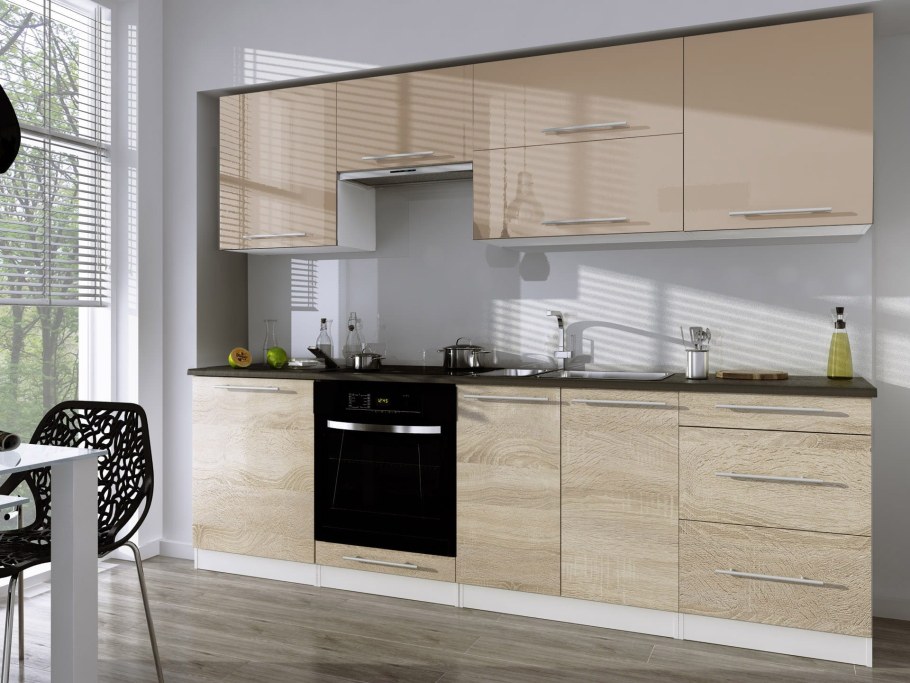 Кухня дуб сонома и белый глянец