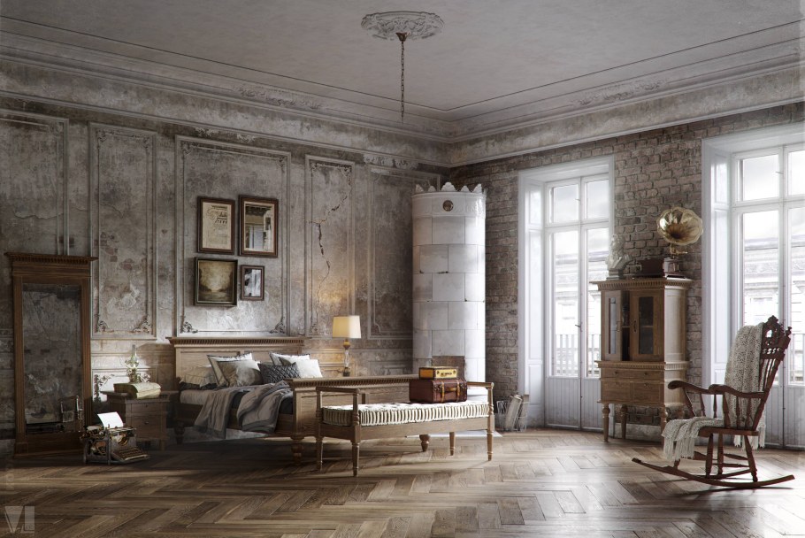 Аристократический гранж в интерьере