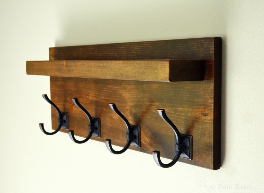Полка с крючками для прихожей