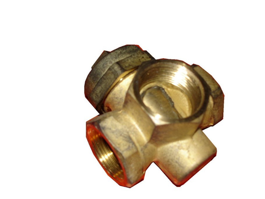 Кран латунный пробковый трехходовой арт. Or.1807