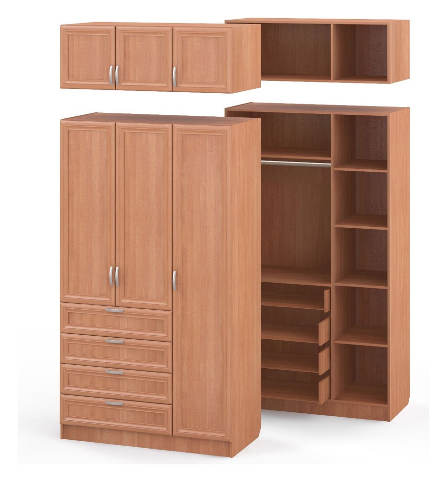 Шкаф трехстворчатый с ящиками и полками