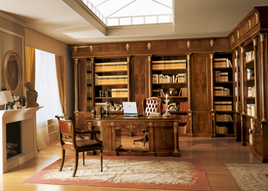 Домашняя библиотека в классическом стиле