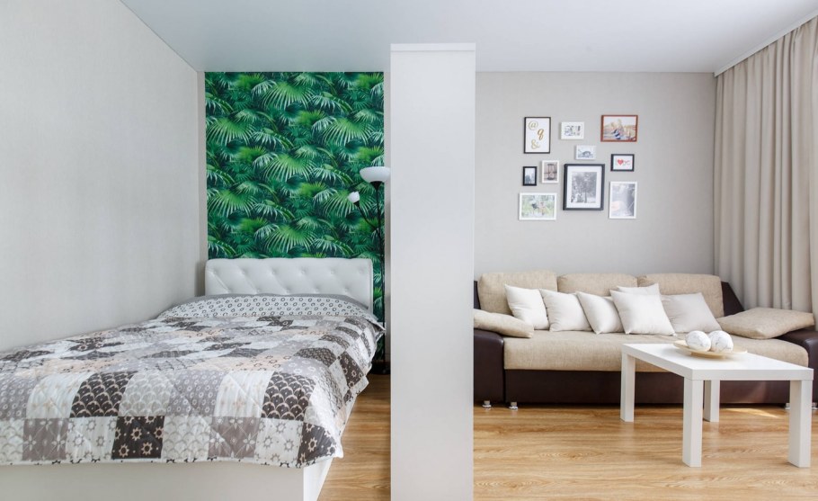 Спальня в эко стиле с зонированием