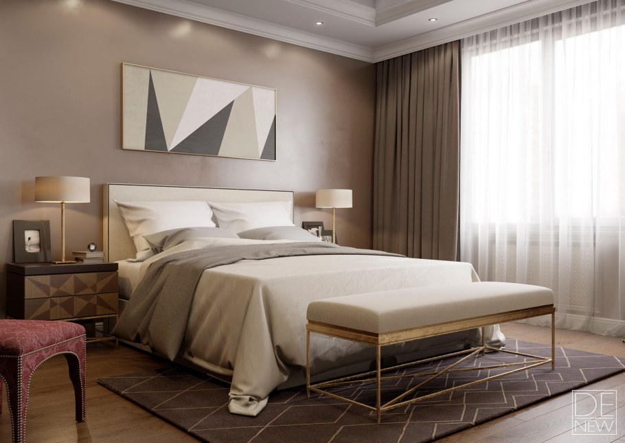 Спальня в кофейно-молочных тонах