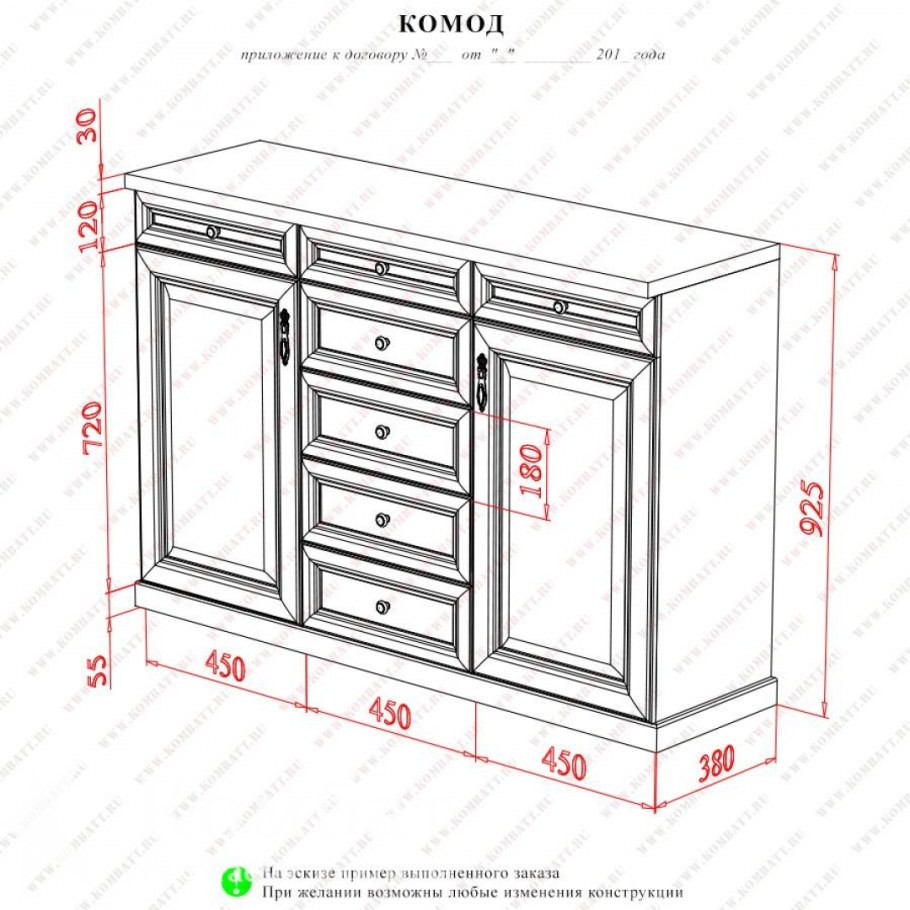 Комод под телевизор Размеры