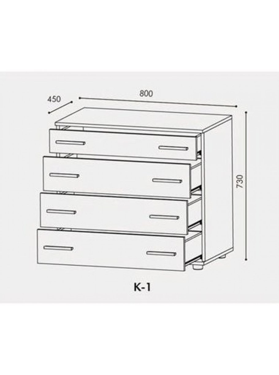 Чертёж комода из ЛДСП С выдвижными ящиками 800х500