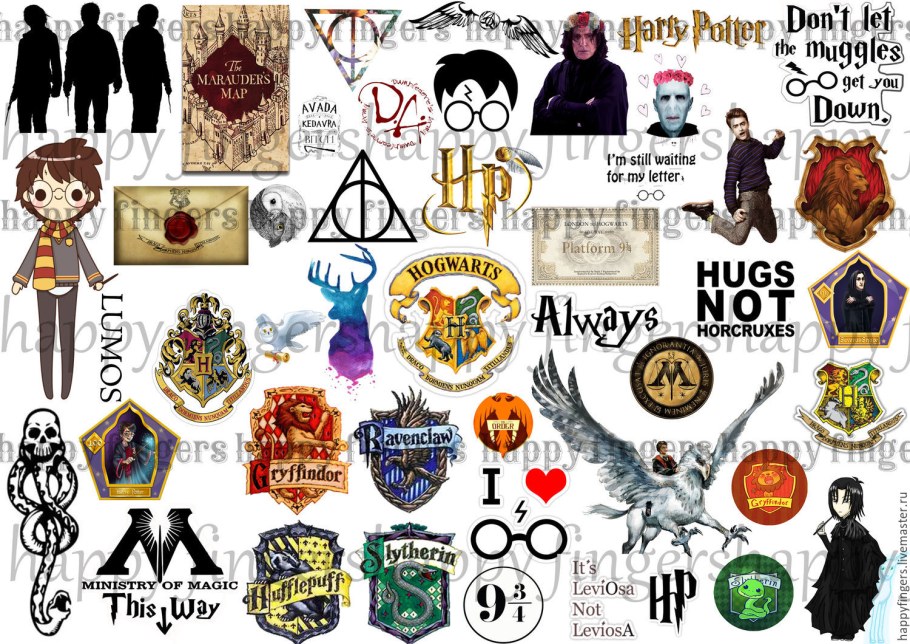 Наклейки для распечатки Гарри Поттер