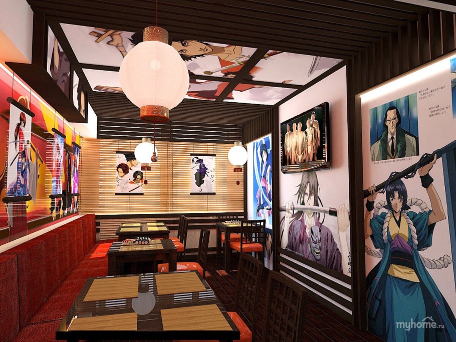 Японский ресторан Суси в Японии аниме арт