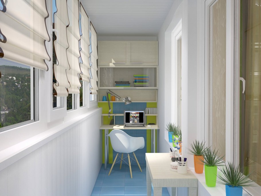 Отделка балкона кабинет