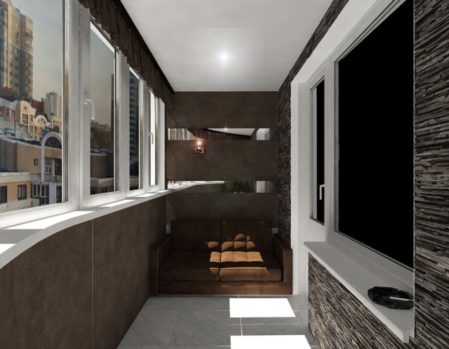 Балкон в коричневых тонах