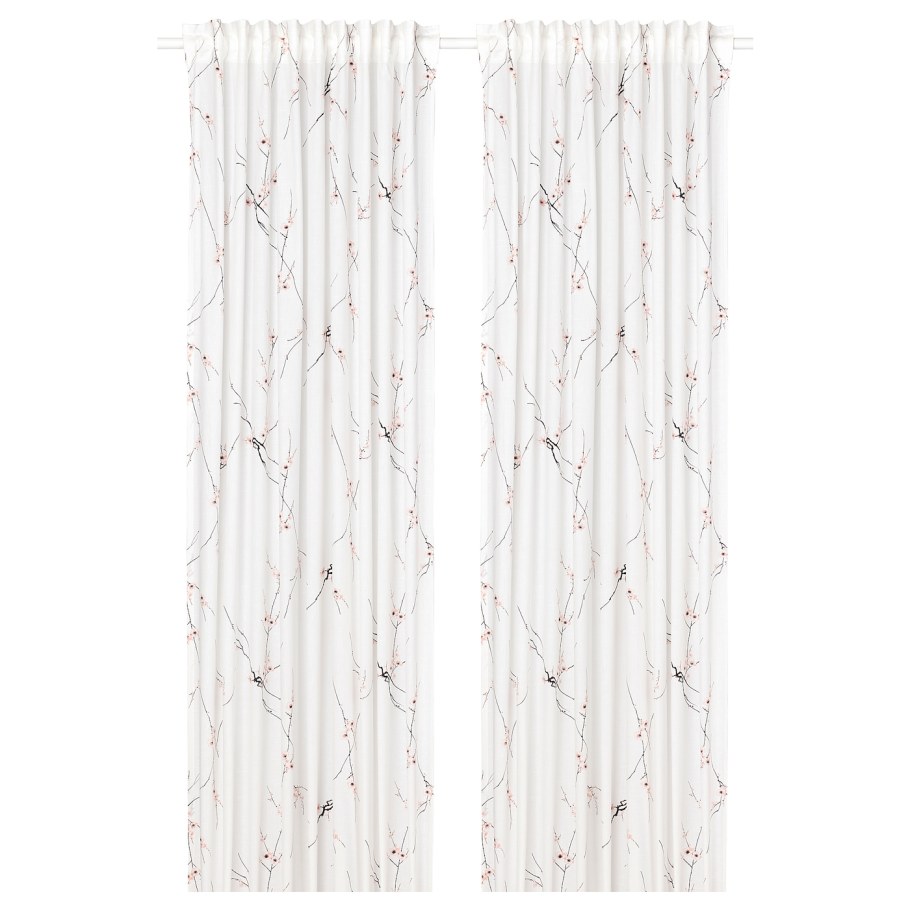 Rödlönn рёдлённ гардины 2 шт белый/цветок145x300 см