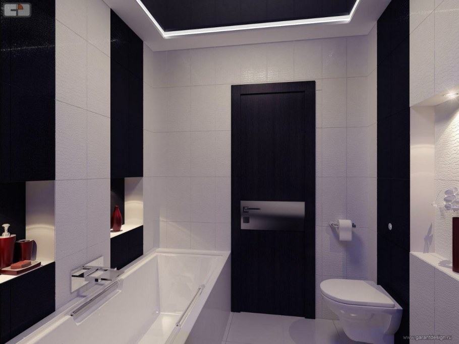 Черно белая ванная комната 3 кв метра