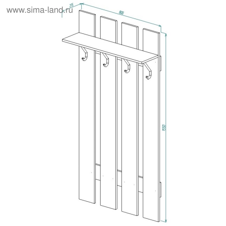 Вешалка в-4 Ривьера (1550*800*235) ясень светлый